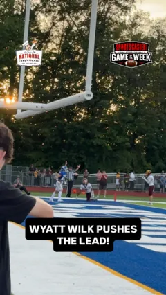 Video thumbnail for video titled QB Duke Banta to TE Wyatt Wilk for the TD!